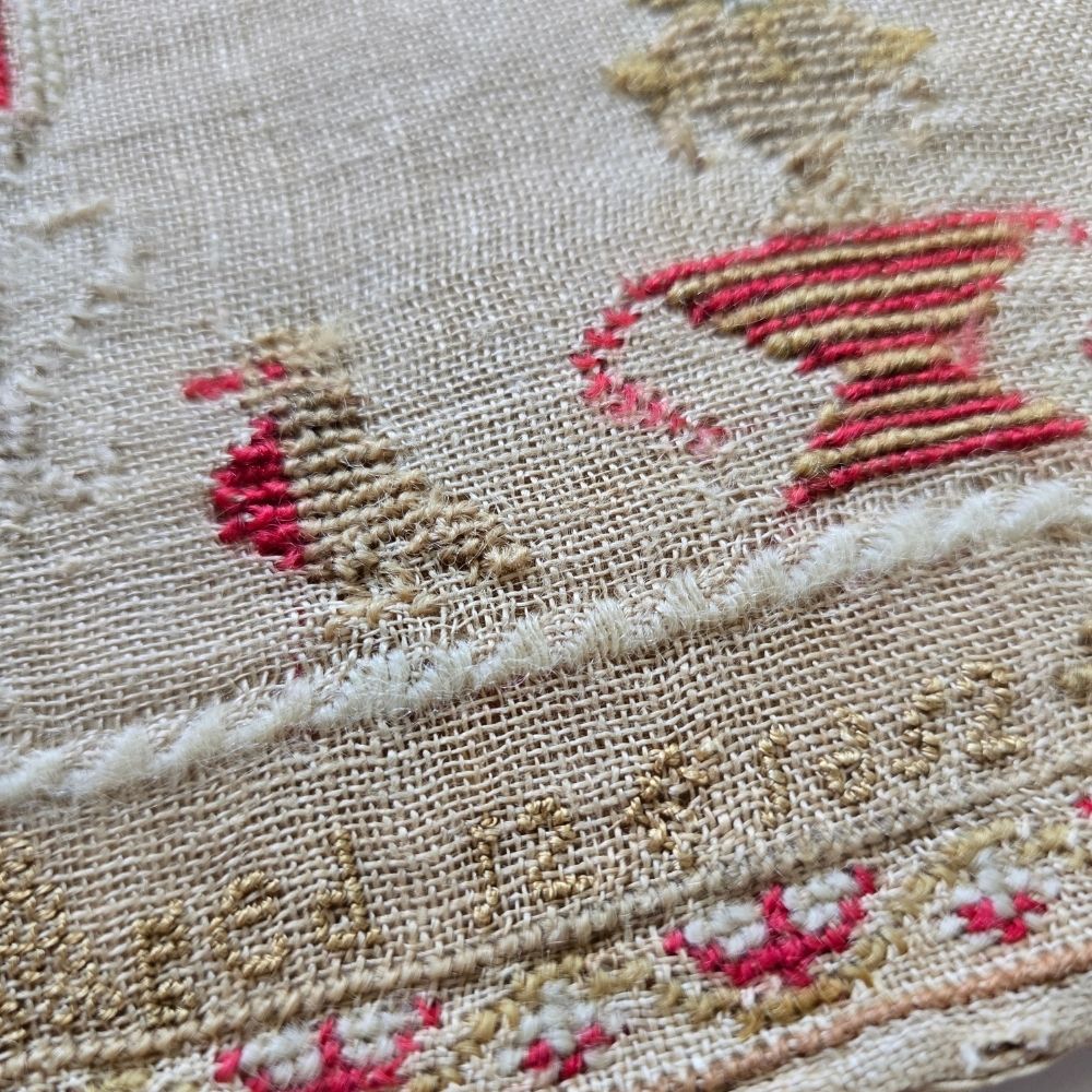 Antique English Sampler by Mary Gasgarth, 1852 | Wool on Linen, Westmorland