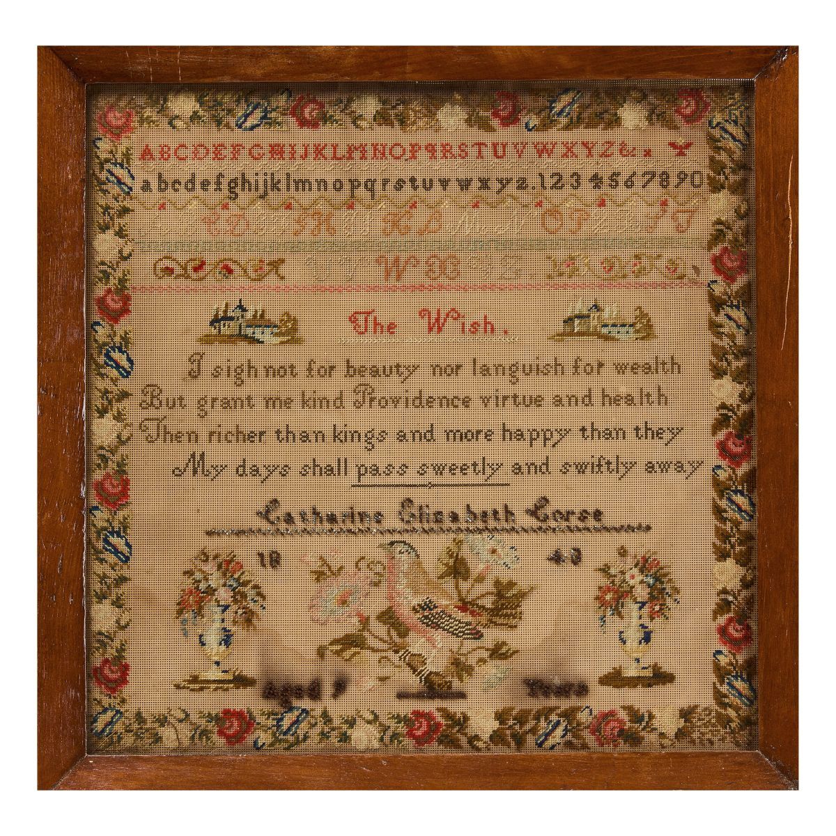 Catharine Elizabeth Corse Sampler 1848 Printed Pattern
