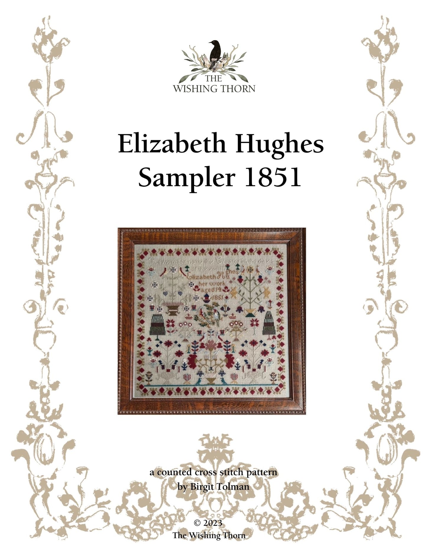 Elizabeth Hughes 1851 Sampler Pattern Paper Chart