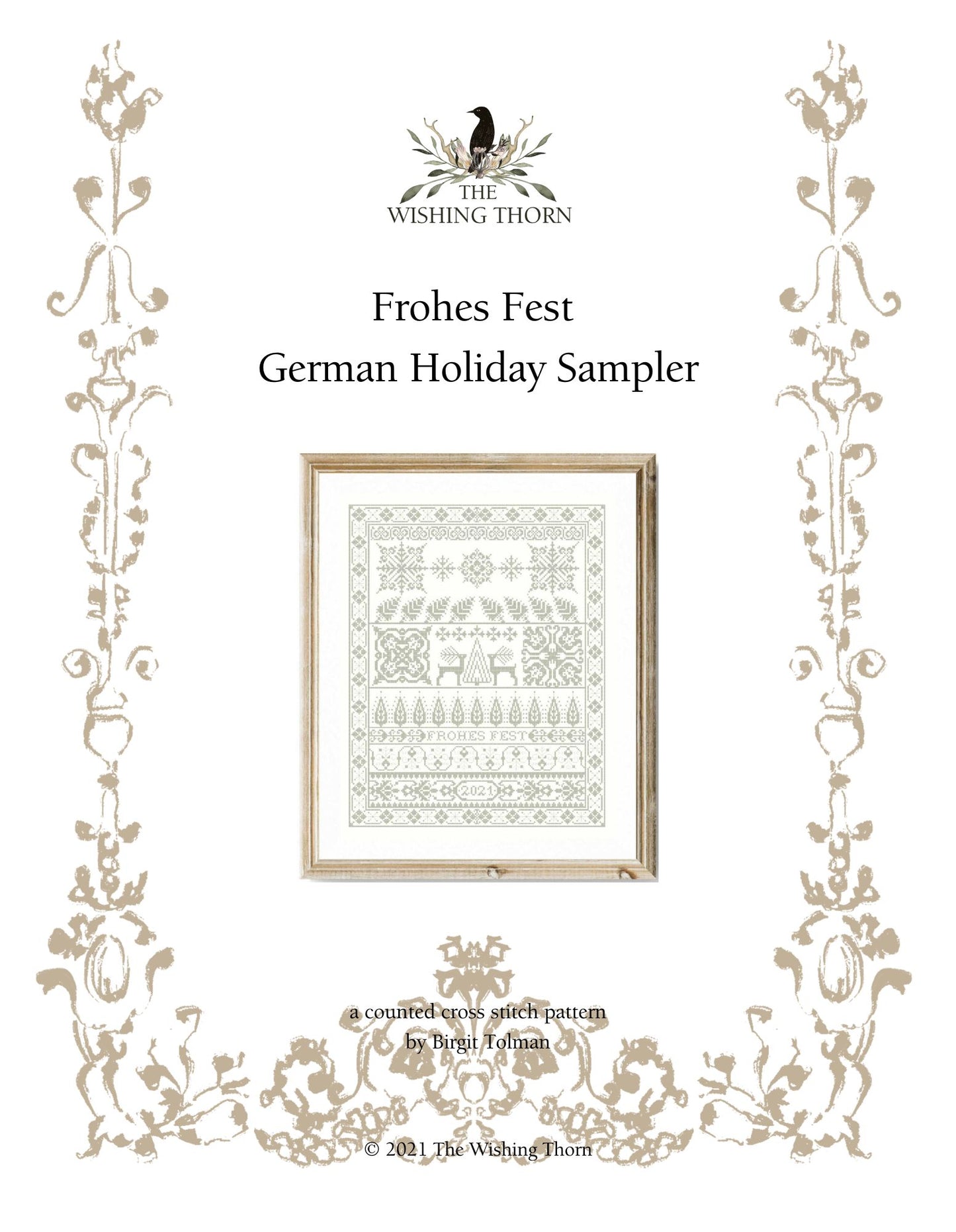 Frohes Fest German Holiday Sampler Pattern PDF