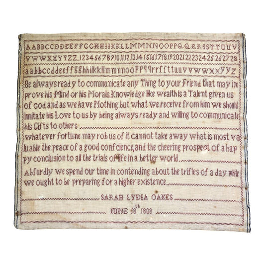 English Redwork Sampler from 1808