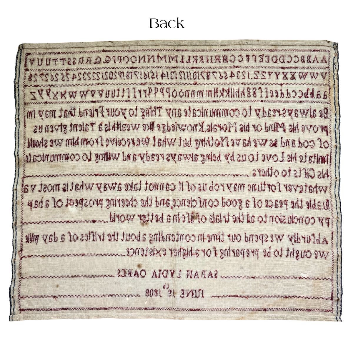 English Redwork Sampler from 1808