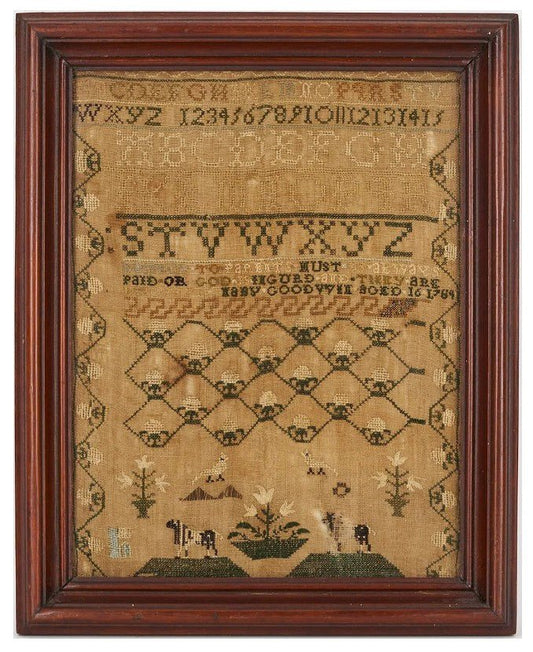 English Sampler, Mary Goodwin 1764