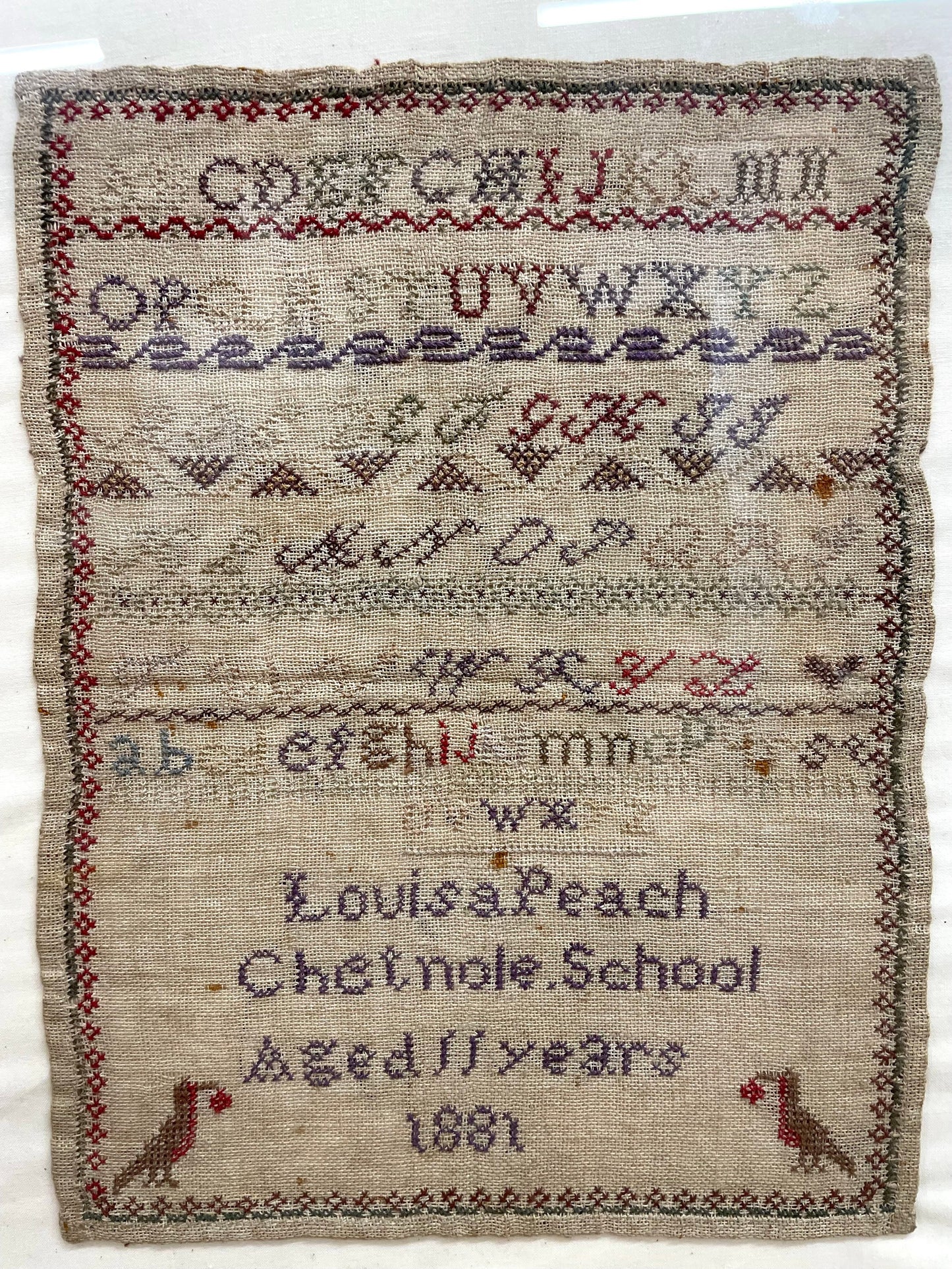 A Pair of Victorian Alphabet Samplers by Louisa Peach Samplers