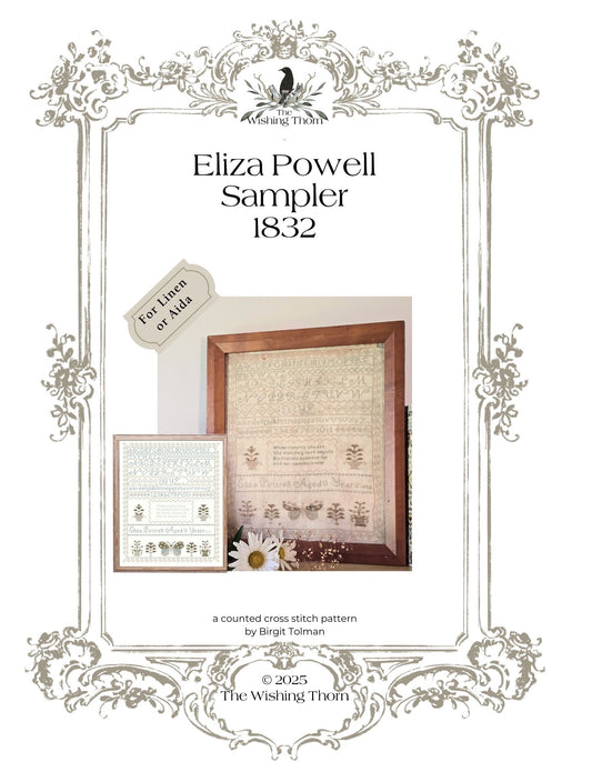 Eliza Powell Sampler 1832 Cross Stitch Pattern - Printed Chart