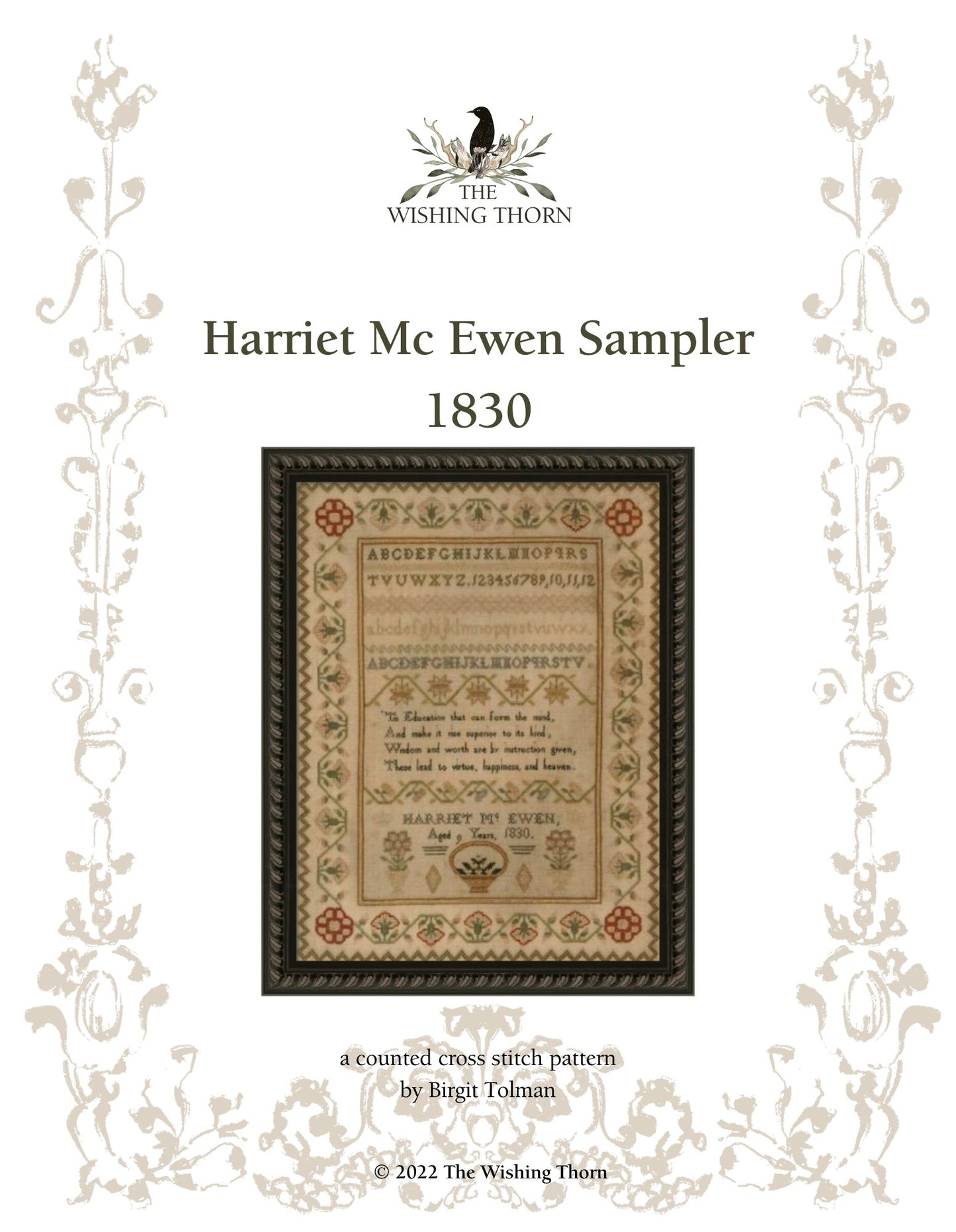 Harriet Mc Ewen Sampler Pattern 1830 Printed Version