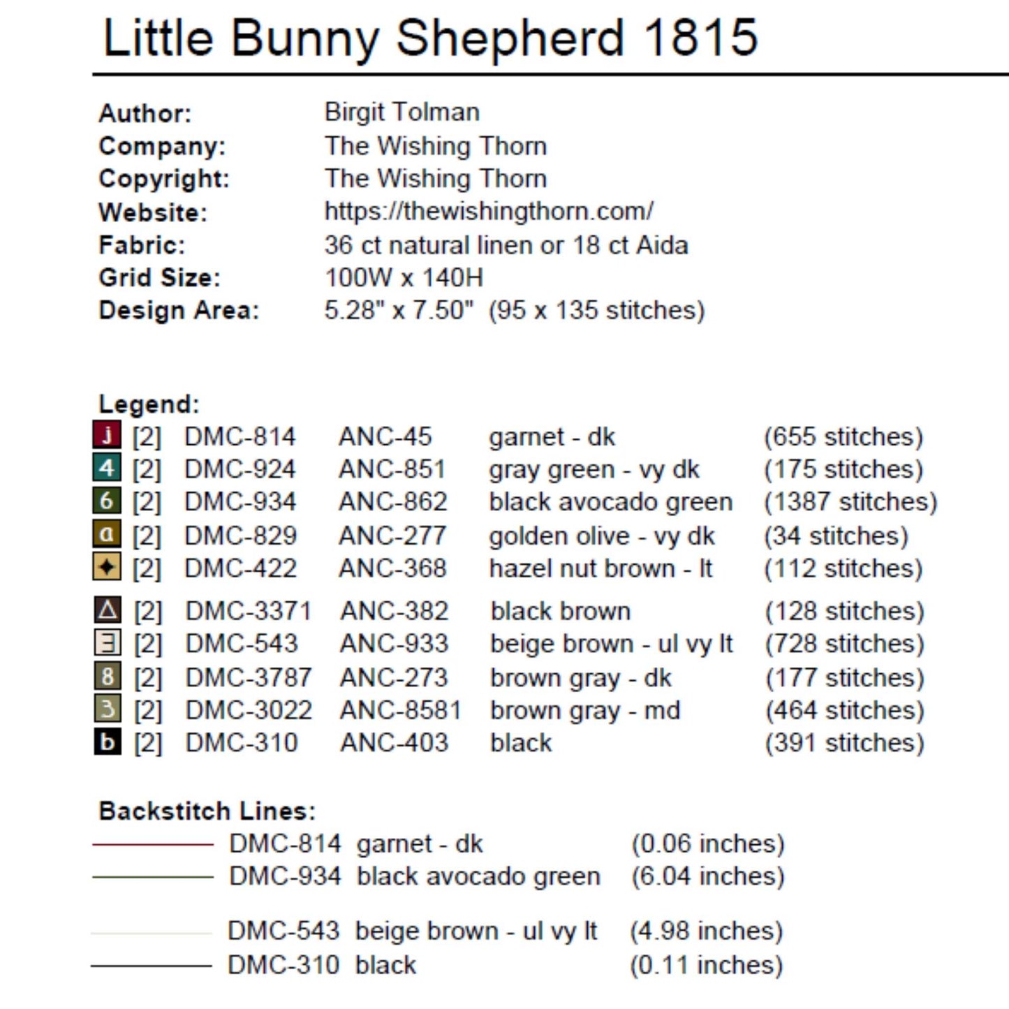 Little Bunny Shepherd Sampler Pattern 1815 Printed Version