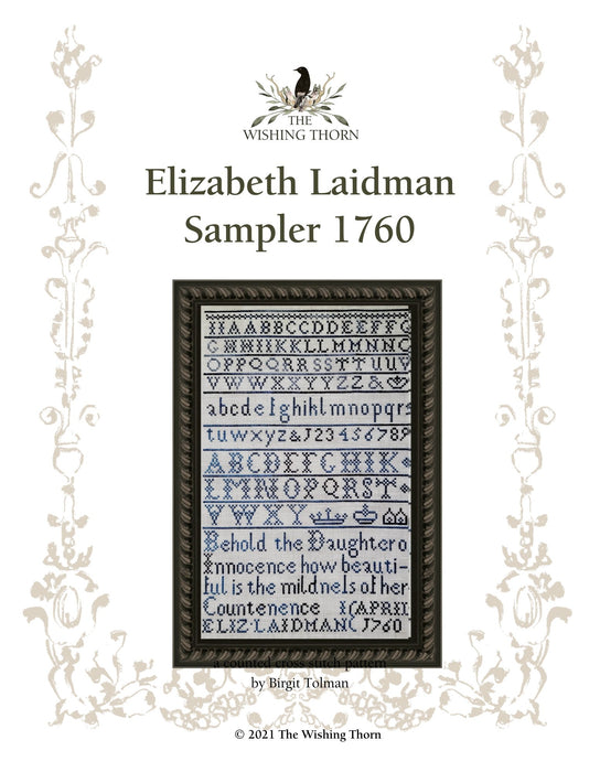 Elizabeth Laidman Sampler Pattern 1760 Printed Version