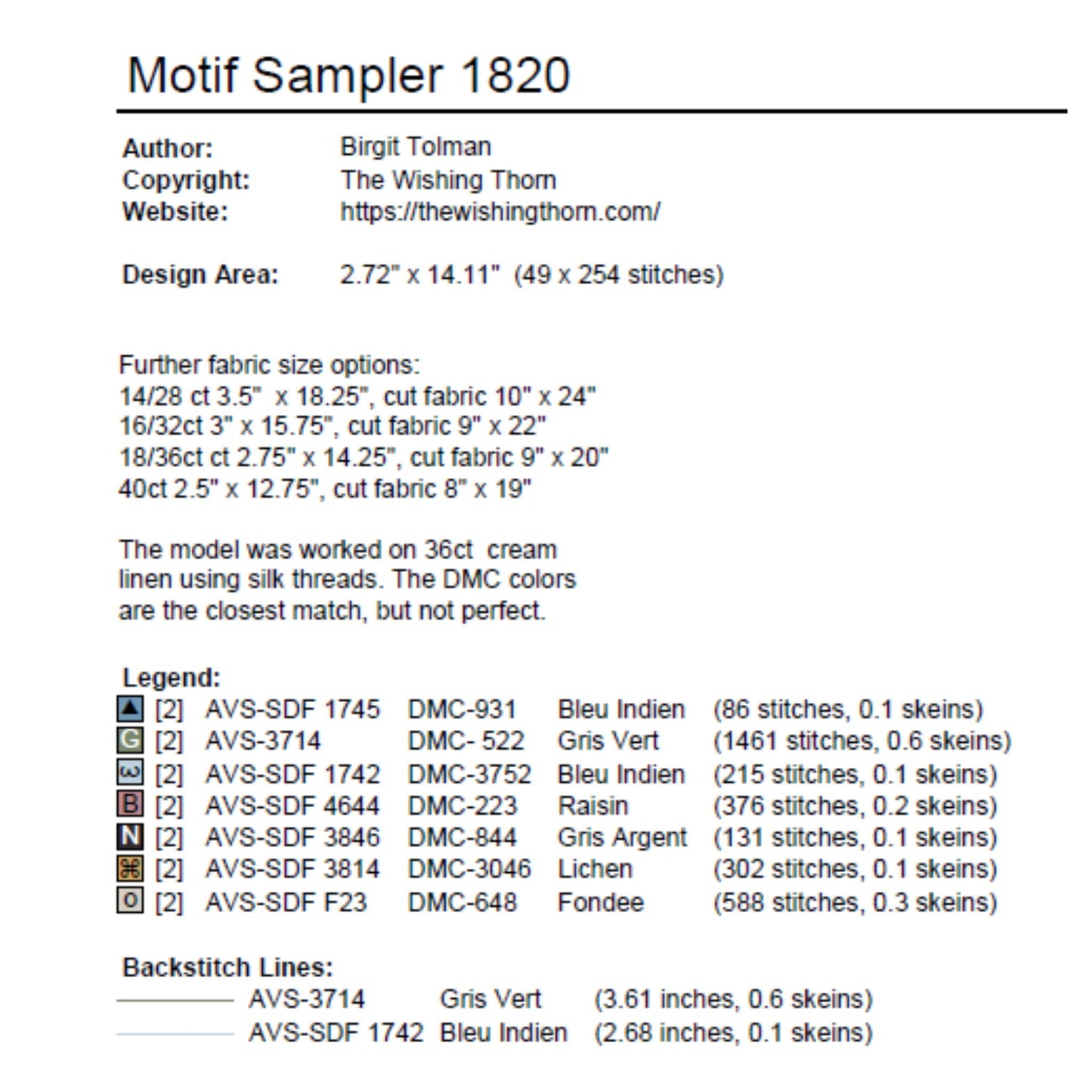Motif Sampler 1820s Pattern PDF