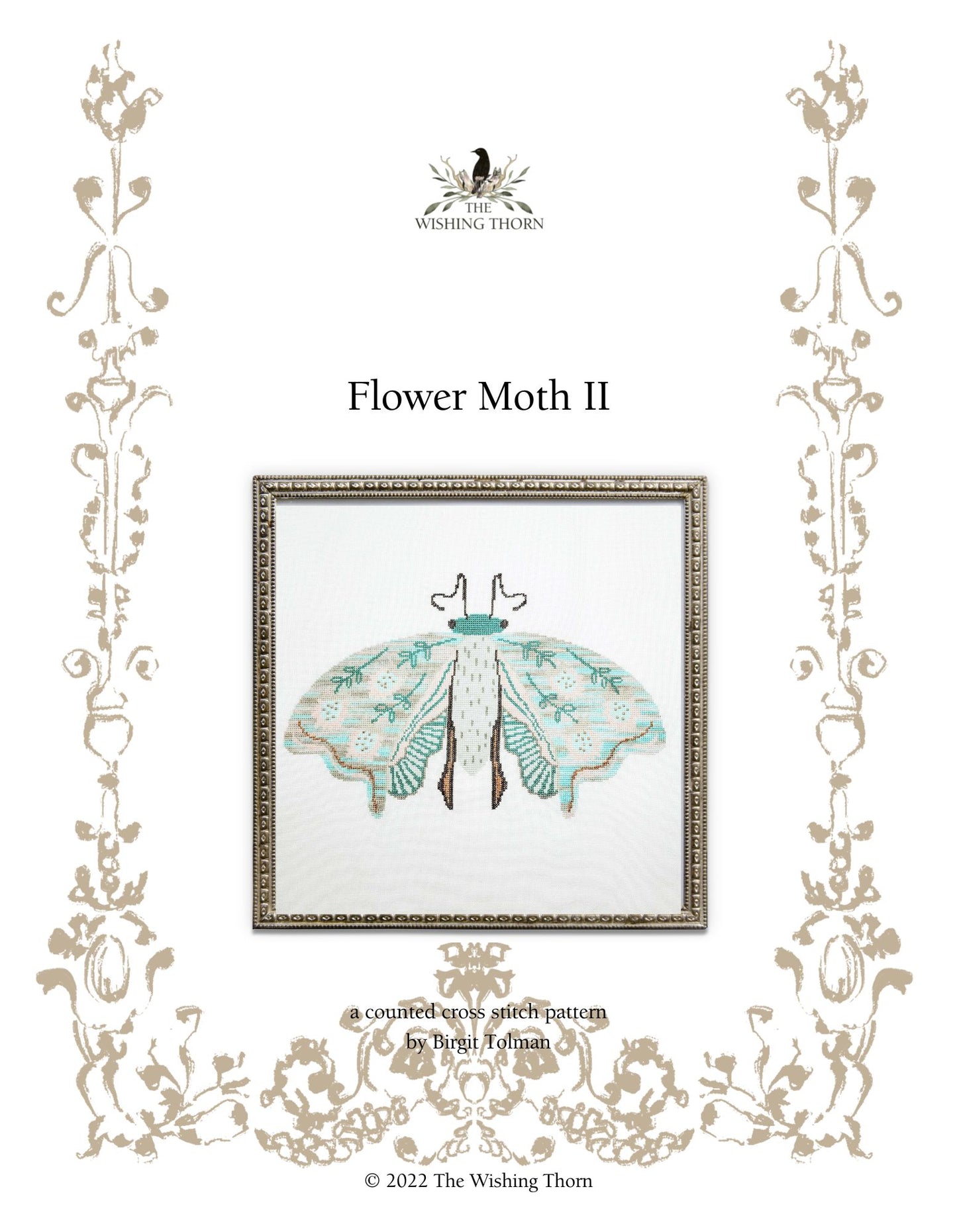 Flower Moth II Cross Stitch Pattern