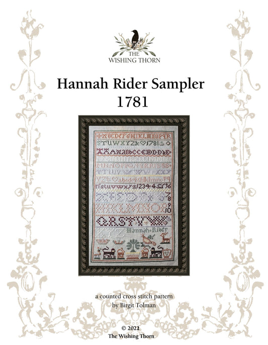 Hannah Rider 1781 Sampler Pattern