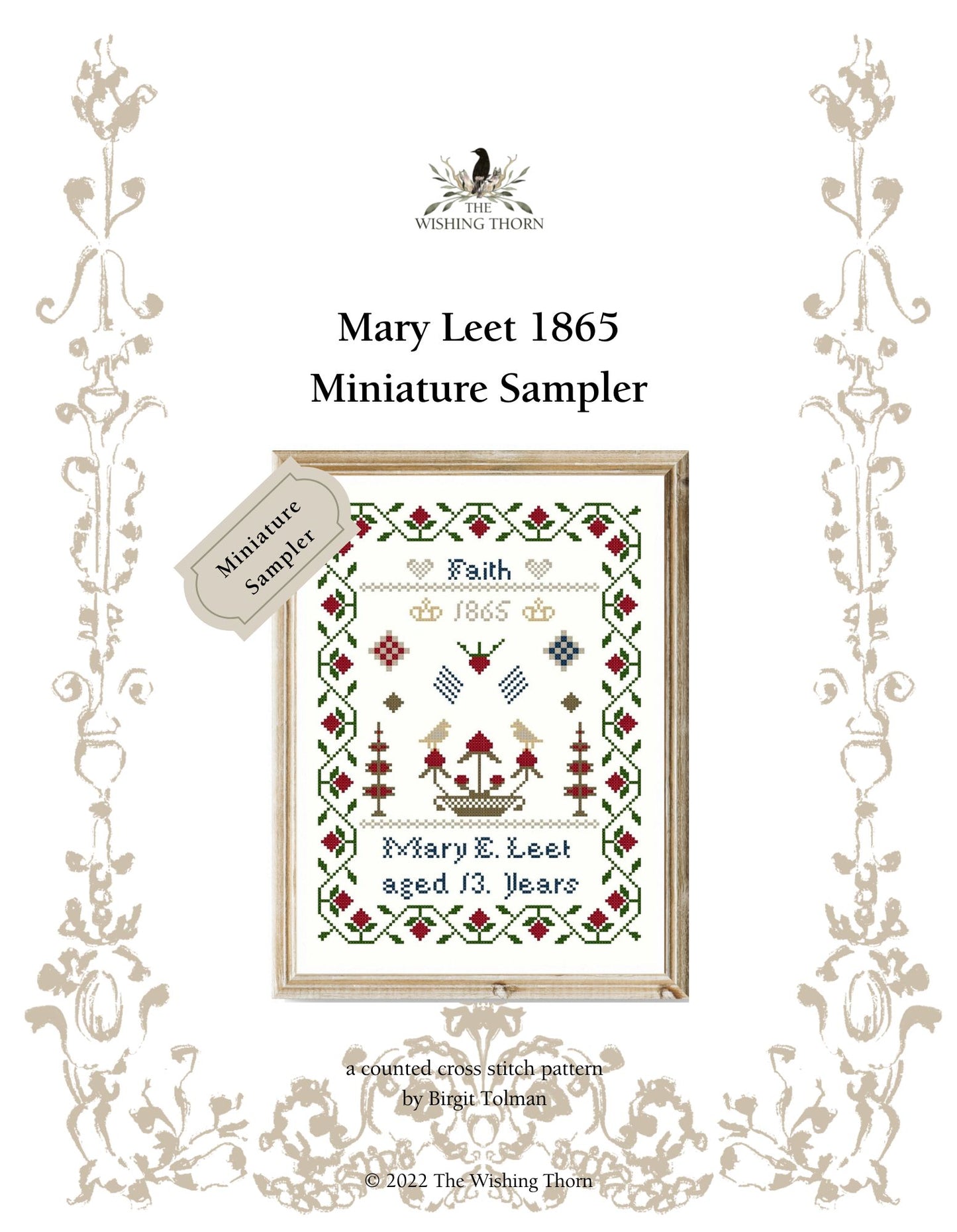 Mary Leet Miniature Sampler 1865 Printed Version