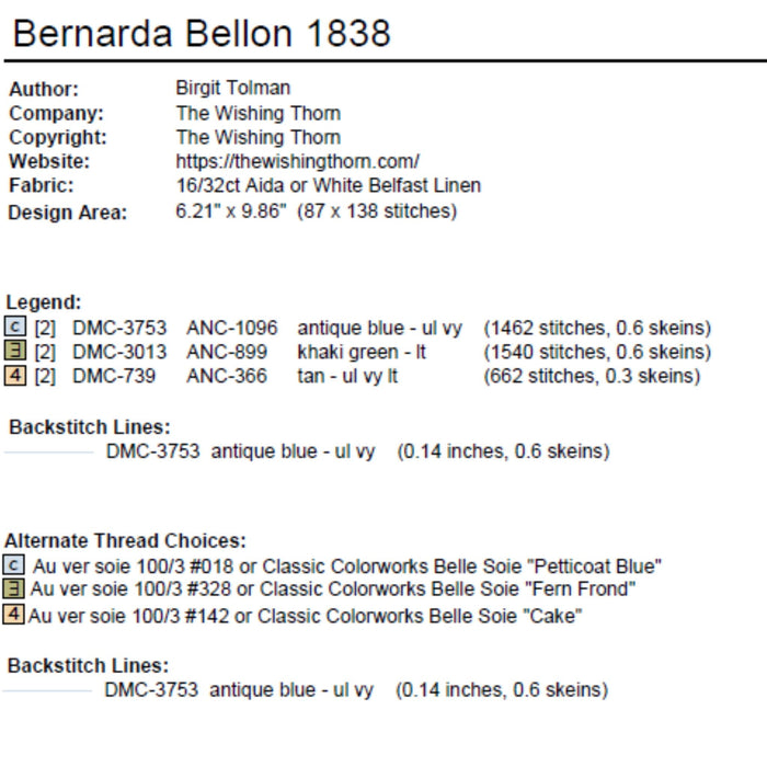 Bernarda Bellon 1838 Sampler