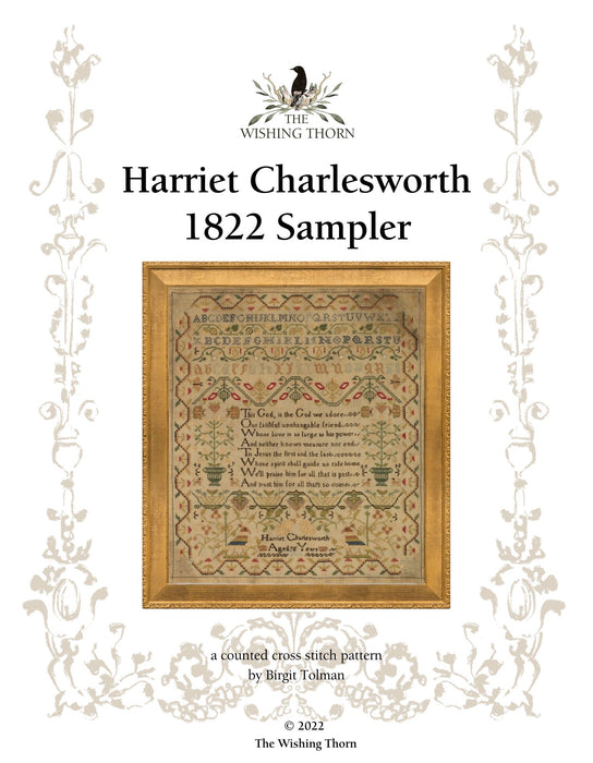 Harriet Charlesworth Sampler Pattern 1822 Printed Version