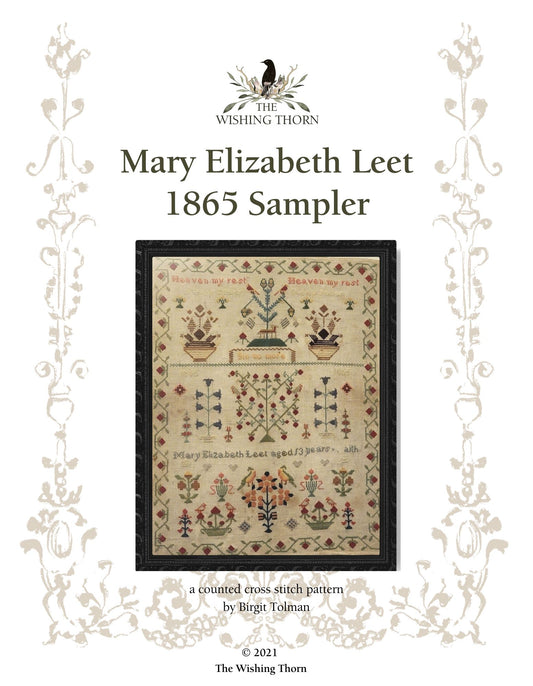 Mary Elizabeth Leet Sampler Pattern 1865 Printed Version
