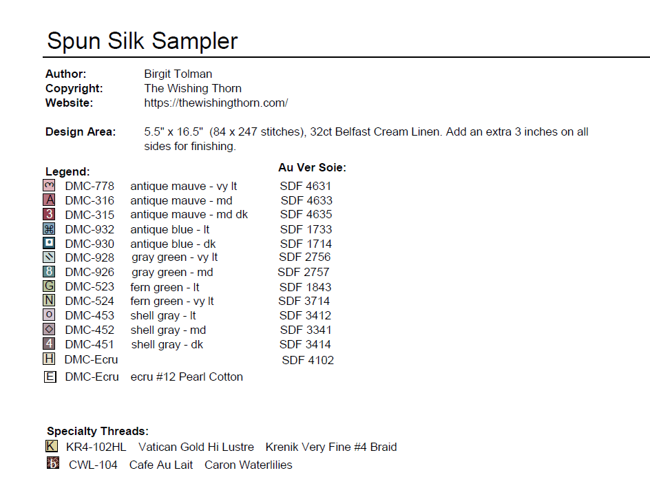 Spun Silk Sampler PDF
